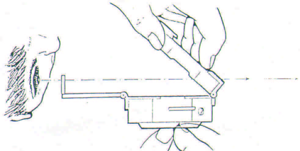 Lecture des angles verticaux sur le compas de Brunton